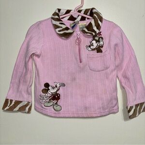 Vintage Pink Mickey Mouse Sweater with Zebra Accents Size 3T